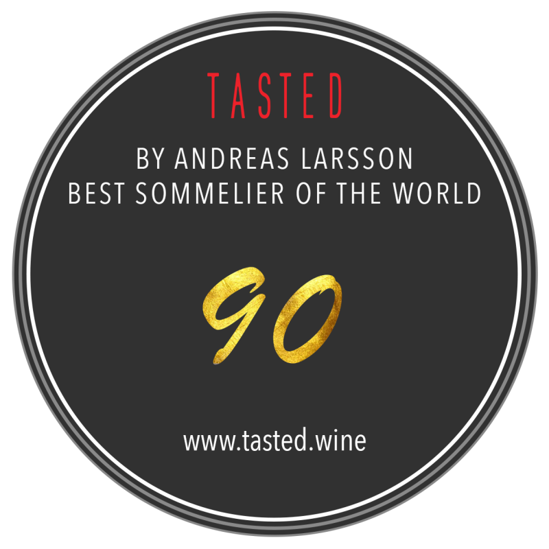 La note de 90/100 de Andreas Larsson meilleur sommelier du monde. Pour notre vin d'Alsace