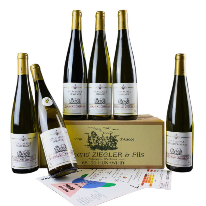 Le domaine viticole Ziegler Fernand vous à conçu un coffret pour partir à la découverte des vins d'Alsace